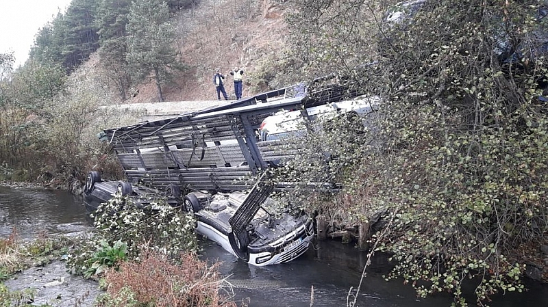 Автовоз излезе от пътя и падна до река Глазне край
