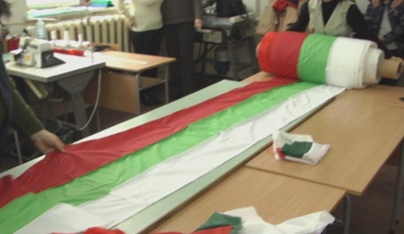 Децата на Плевен изработиха най-дългото знаме в България. Трибагреникът е