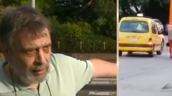 Агресивен колоездач ошамари шофьор на такси