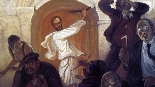 Велики понеделник: Христос налага с камшик министри пред ”Св. Ал. Невски”