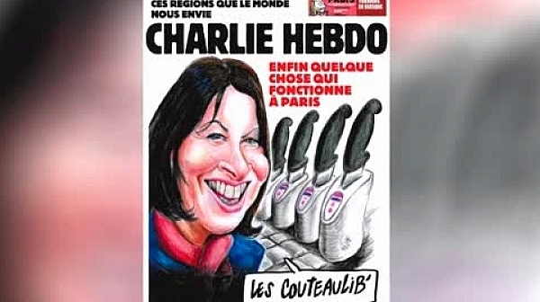 Шарли Ебдо с нова провокация: Публикува карикатура за терора с ножове