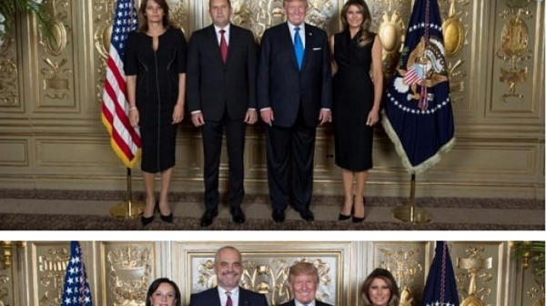 Намерете трите разлики в снимките. Тръмп и Мелания с президентите на България и Албания