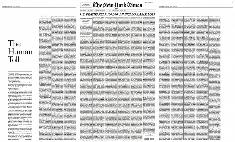 Ню Йорк таймс запълни първата страница на неделния си брой