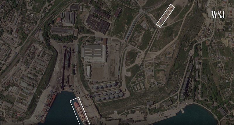 Сателитна снимка от пристанището в Севастопол, Крим, от 21 май