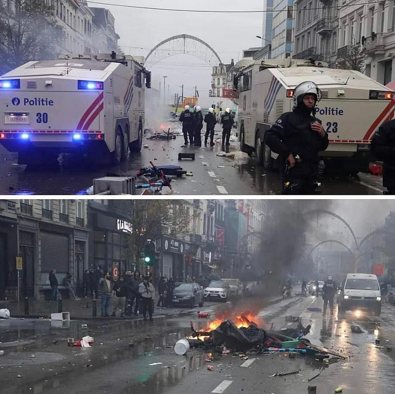 Десетки се събраха по улиците на белгийската столица подпалиха коли