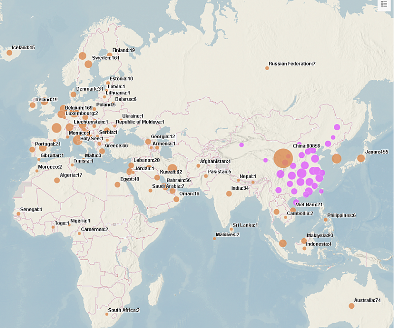 Виртуална карта на Световната здравна организация позволява да се следи