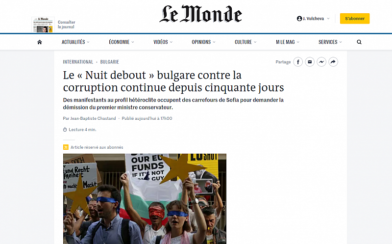 Френското издание Le Monde публикува статия за случващото се у