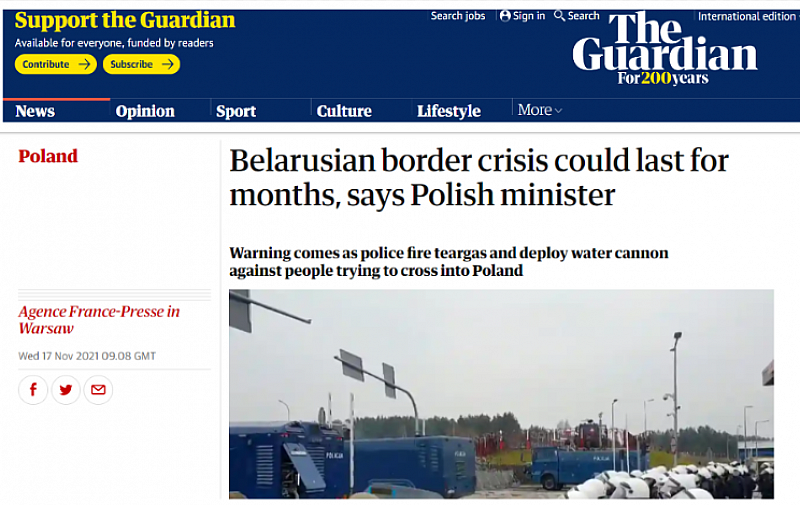 Напрежението наложи граничните власти на Варшава да употребят водно оръдие