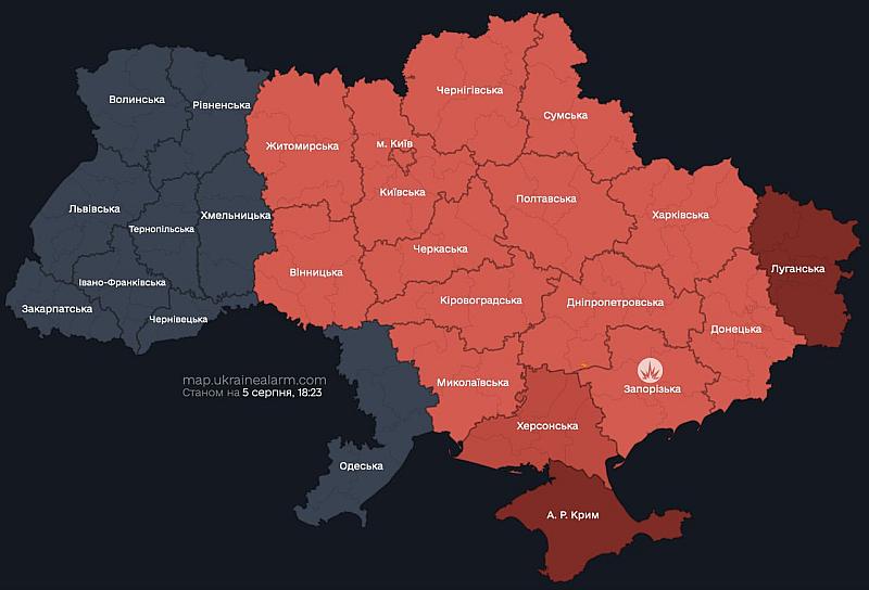 Ракетна заплаха е обявена в Киевска Житомирска Черниговска Винишка Черкаска