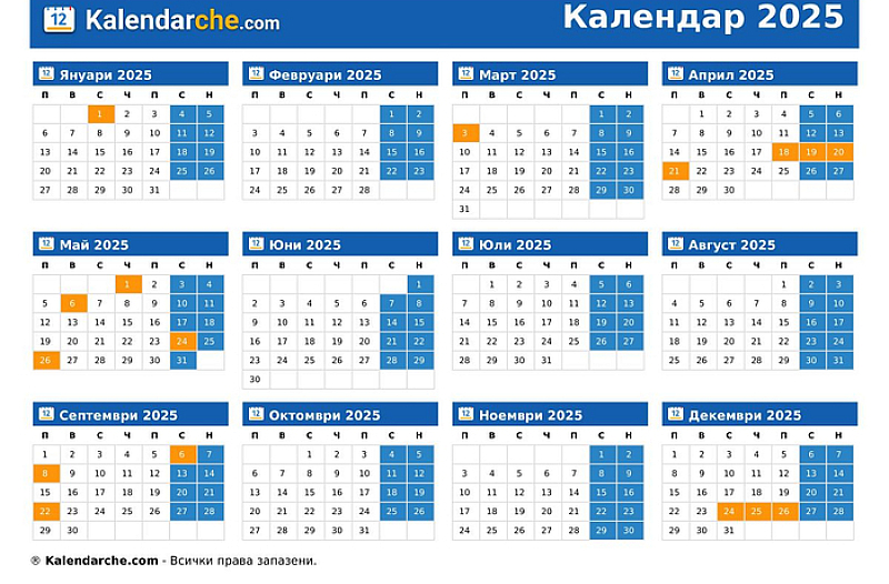 През първия месец от годината почивен е само утре