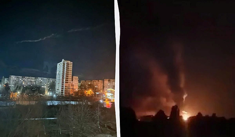 Проукраинската обществена група Кримски вятър съобщава че гори петролно депо