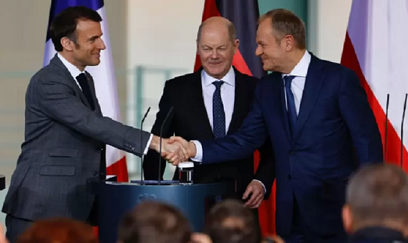 Шолц прие френския президент Еманюел Макрон и полския премиер Доналд