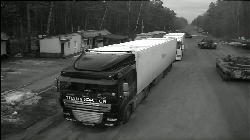 Видеото е заснето на кръстовището Сенкивка, Украйна с Веселовка, Беларус.