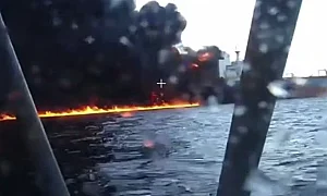 В деня на флота в Москва: Руски терминал в Черно море пламна при украинска атака