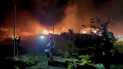 Силен пожар се разрази до Асеновград, няма опасност за населението