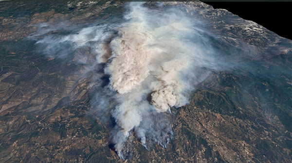 Поглед от Космоса към пожара в Калифорния /видео/
