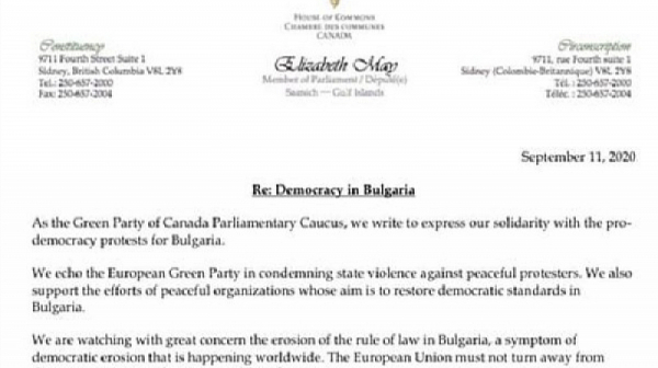 Зелените в Канада подкрепиха протестите в България