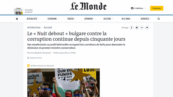 Le Monde: Българската “нощна стража” срещу корупцията продължава вече 50 дни