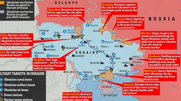 Украинската армия дава отпор, няма руски пробиви