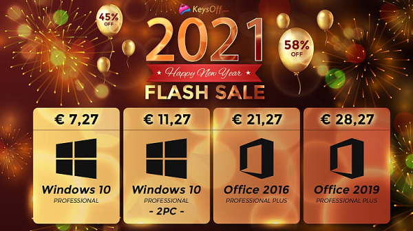 Най-добра новогодишна оферта за софтуер: Windows 10 Pro 7.27€