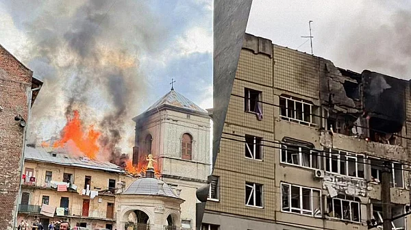 Руски дронове атакуваха центъра на Лвов, горяха жилищни сгради