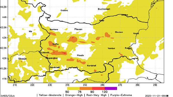 Силно усилване на вятъра и в района на София