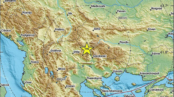 Земетресение с магнитуд 3,5 разлюля района на Симитли