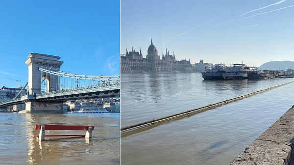 Дунав излезе от коритото си в Будапеща, нивото на водата е най-високото от десетилетие насам /видео/