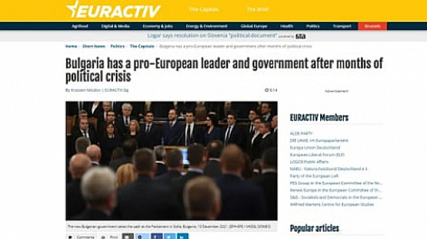 Euractiv: България има проевропейски лидер и правителство след месеци на политическа криза