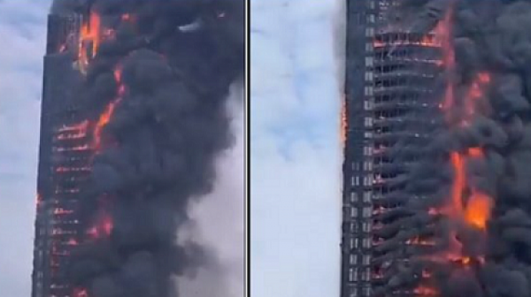 Изгоря небостъргач в Китай /видео/