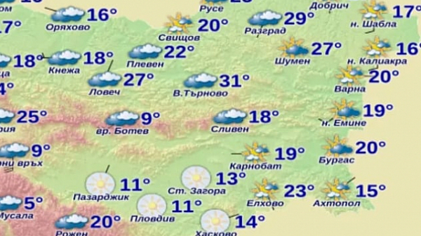 Термометърът удари 31 градуса във Велико Търново