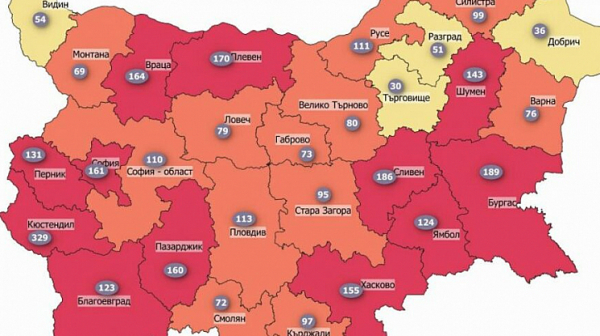 12 области в България отново са в ”червената” зона по COVID-19