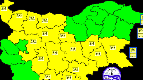 Жълт код за дъжд в 16 области