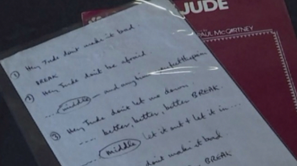 Продадоха ръкопис на ”Hey Jude” на Бийтълс за 910 000 долара